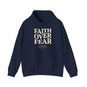 FAITH OVER FEAR Hoodie Psalm 118:6, Christian Bible Verse Gildan 18500 Hooded Sweatshirt, Unisex Faith Based Apparel & Gift, Hoodie Gifts