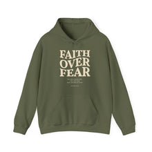 Load image into Gallery viewer, FAITH OVER FEAR Hoodie Psalm 118:6, Christian Bible Verse Gildan 18500 Hooded Sweatshirt, Unisex Faith Based Apparel &amp; Gift, Hoodie Gifts
