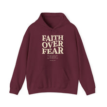 Load image into Gallery viewer, FAITH OVER FEAR Hoodie Psalm 118:6, Christian Bible Verse Gildan 18500 Hooded Sweatshirt, Unisex Faith Based Apparel &amp; Gift, Hoodie Gifts
