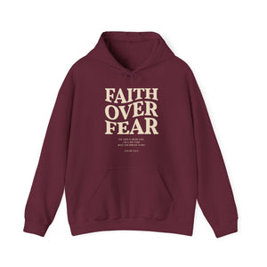 FAITH OVER FEAR Hoodie Psalm 118:6, Christian Bible Verse Gildan 18500 Hooded Sweatshirt, Unisex Faith Based Apparel & Gift, Hoodie Gifts