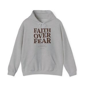 FAITH OVER FEAR Hoodie Psalm 118:6, Christian Bible Verse Gildan 18500 Hooded Sweatshirt, Unisex Faith Based Apparel & Gift, Hoodie Gifts