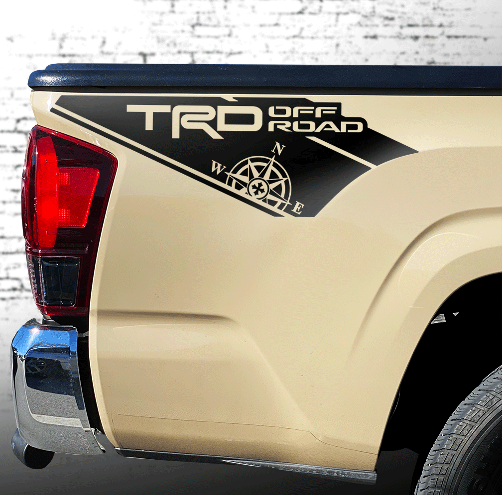 TRD Off Road Compass Decals Tacoma 2013-2021 Truck Toyota Bedside Graphic Vinyl Sticker 2P