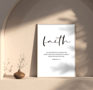 Faith Hope Love Bible Verse Wall Art Set of 3 Prints, Digital download, Downloadable, Scripture Quote Hebrews 11, Jeremiah 29, John 3 16, Living Room Christian Decor