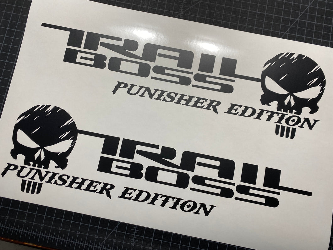 Trail Boss Punisher Decals Stickers fits Silverado Chevrolet Chevy Decal Bedside 4x4 RST vinyl 2