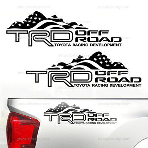 TRD Off Road Decals Mountain Flag American Fit Toyota Tacoma Tundra Truck Stickers Vinyl 2Pcs lineTRD