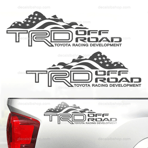 TRD Off Road Decals Mountain Flag American Fit Toyota Tacoma Tundra Truck Stickers Vinyl 2Pcs lineTRD