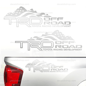 TRD Off Road Decals Mountain Flag American Fit Toyota Tacoma Tundra Truck Stickers Vinyl 2Pcs lineTRD