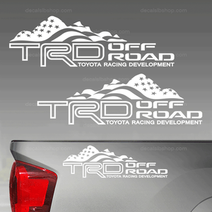 TRD Off Road Decals Mountain Flag American Fit Toyota Tacoma Tundra Truck Stickers Vinyl 2Pcs lineTRD