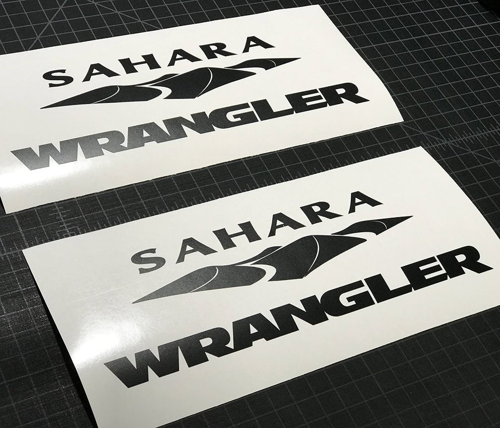 2 Decals Sticker Vinyl fits Jeep Sahara Wrangler Unlimited TJ LJ JK JKU Truck decal Pair - DecalsLB Shop