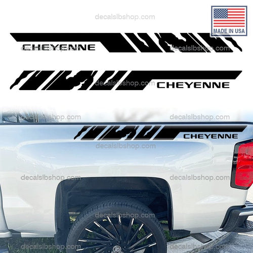 Chevrolet Cheyenne Bedside Decals Chevy Truck Graphic Sticker Vinyl 2 Stripes - DecalsLB Shop