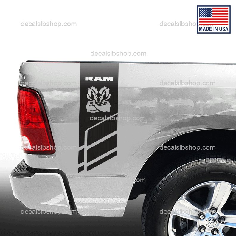 Decals Bedside Fits Dodge RAM 1500 2500 Hemi 3500 4x4 Truck Decal Stickers Vinyl Cut 2Pc - DecalsLB Shop