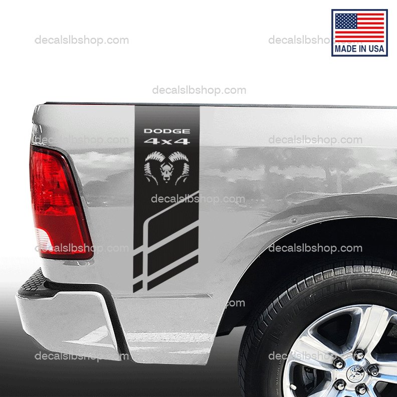 Decals Bedside Fits Dodge RAM 4X4 1500 2500 Hemi 3500 Truck Decal Stickers Vinyl Cut Pair - DecalsLB Shop
