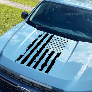 Distressed American Flag Maverick Decal Hood fits Ford F150 Sticker Vinyl Truck FX2 Hybrid 1Pc - DecalsLB Shop