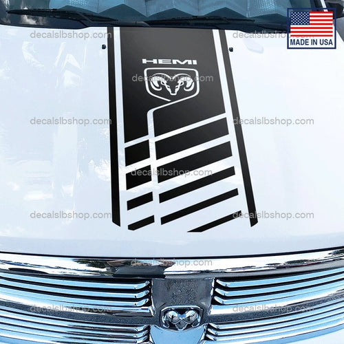 Dodge Ram Hemi Hood Decal 1500 2500 Rebel Mopar Truck Cut Vinyl Graphic 1P - DecalsLB Shop