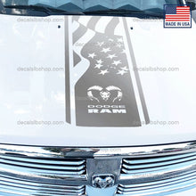 Load image into Gallery viewer, Dodge Ram Hemi Hood Decal Flag 1500 2500 Rebel Mopar Truck Cut Vinyl Graphic 1P - DecalsLB Shop
