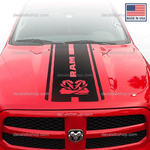 Dodge Ram Hood Decal 1500 2500 Hemi Rebel Truck Vinyl Sticker Graphic 1Pc - DecalsLB Shop