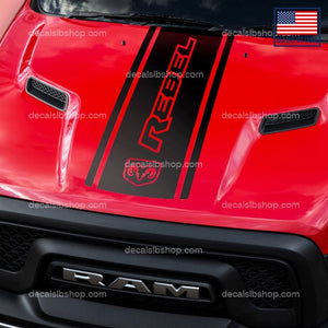 Dodge Ram Rebel Hood Decal Hemi Mopar Truck Vinyl Graphic 1P - DecalsLB Shop