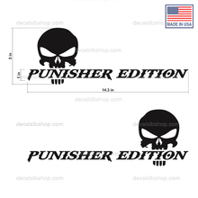 Load image into Gallery viewer, Punisher Edition Skull Decals Stickers Vinyl Graphic Decal 14x5in - DecalsLB Shop
