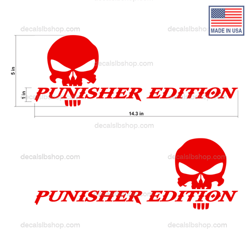 Punisher Edition Skull Decals Stickers Vinyl Graphic Decal 14x5in 2P - DecalsLB Shop