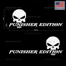 Load image into Gallery viewer, Punisher Edition Skull Decals Stickers Vinyl Graphic Decal 14x5in 2P - DecalsLB Shop
