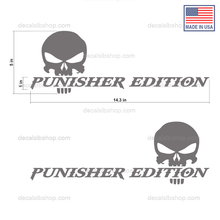 Load image into Gallery viewer, Punisher Edition Skull Decals Stickers Vinyl Graphic Decal 14x5in 2P - DecalsLB Shop
