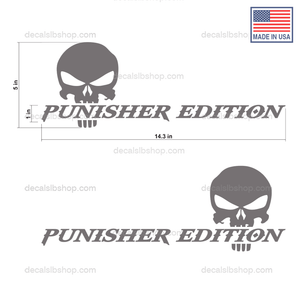 Punisher Edition Skull Decals Stickers Vinyl Graphic Decal 14x5in 2P - DecalsLB Shop