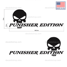 Load image into Gallery viewer, Punisher Edition Skull Decals Stickers Vinyl Graphic Decal 14x5in 2P - DecalsLB Shop
