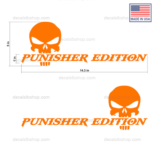 Punisher Edition Skull Decals Stickers Vinyl Graphic Decal 14x5in 2Pcs - DecalsLB Shop