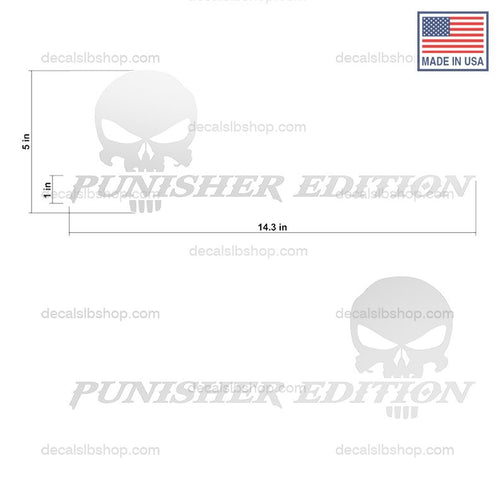 Punisher Edition Skull Decals Stickers Vinyl Graphic Decal 14x5in - DecalsLB Shop