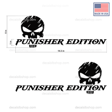 Load image into Gallery viewer, Punisher Edition Skull Decals Stickers Vinyl Graphic Truck Decal 14x5in 2 - DecalsLB Shop
