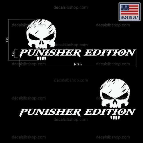 Punisher Edition Skull Decals Stickers Vinyl Graphic Truck Decal 14x5in 2 - DecalsLB Shop