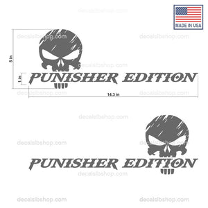 Punisher Edition Skull Decals Stickers Vinyl Graphic Truck Decal 14x5in 2 - DecalsLB Shop