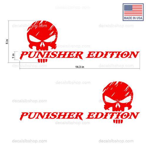 Punisher Edition Skull Decals Stickers Vinyl Graphic Truck Decal 14x5in 2P - DecalsLB Shop