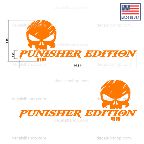 Punisher Edition Skull Decals Stickers Vinyl Graphic Truck Decal 14x5in 2Pcs - DecalsLB Shop