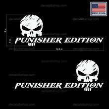 Load image into Gallery viewer, Punisher Edition Skull Decals Stickers Vinyl Graphic Truck Decal 14x5in - DecalsLB Shop
