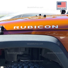 Load image into Gallery viewer, Rubicon Hood Decals Stickers Fits Jeep fender Decal Vinyl cut Graphic 2Pc - DecalsLB Shop
