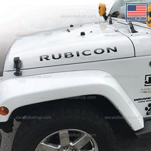 Load image into Gallery viewer, Rubicon Hood Decals Stickers Fits Jeep fender Decal Vinyl cut Graphic 2Pc - DecalsLB Shop
