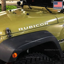 Load image into Gallery viewer, Rubicon Hood Decals Stickers Fits Jeep fender Decal Vinyl cut Graphic 2Pc - DecalsLB Shop
