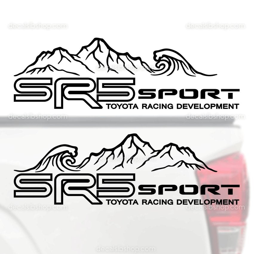 SR5 Sport Decal Mountain Wave Fit Toyota Tacoma Tundra Truck Stickers Vinyl 2Pc outline - DecalsLB Shop