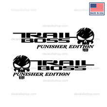 Load image into Gallery viewer, Trail Boss Punisher Decals Stickers fits Silverado Chevrolet Chevy Decal Bedside 4x4 RST vinyl 2p - DecalsLB Shop
