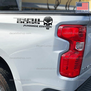 Trail Boss Punisher Decals Stickers fits Silverado Chevrolet Chevy Decal Bedside 4x4 RST vinyl 2p - DecalsLB Shop