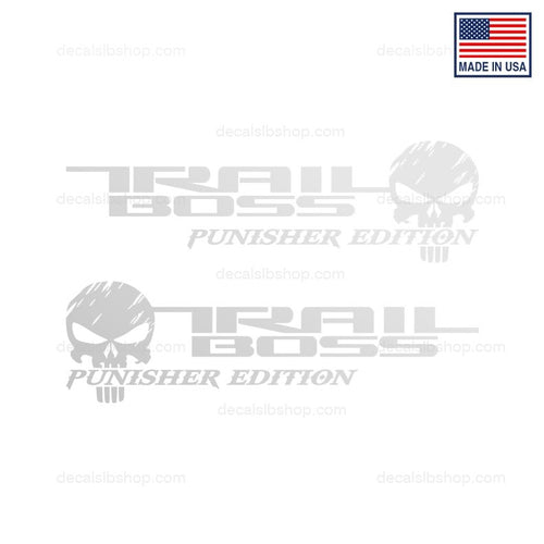 Trail Boss Punisher Decals Stickers fits Silverado Chevrolet Chevy Decal Bedside 4x4 RST vinyl 2pc - DecalsLB Shop