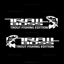 Load image into Gallery viewer, Trail Boss Trout Fishing Decals Stickers fits Silverado Chevrolet Chevy Decal Bedside 4x4 RST vinyl 2p - DecalsLB Shop
