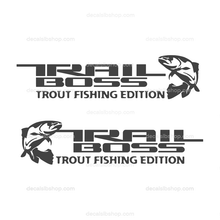 Load image into Gallery viewer, Trail Boss Trout Fishing Decals Stickers fits Silverado Chevrolet Chevy Decal Bedside 4x4 RST vinyl 2p - DecalsLB Shop
