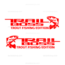 Load image into Gallery viewer, Trail Boss Trout Fishing Decals Stickers fits Silverado Chevrolet Chevy Decal Bedside 4x4 RST vinyl 2p - DecalsLB Shop
