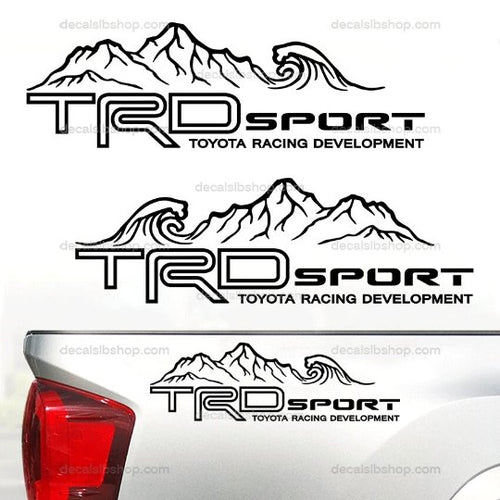 TRD Sport Decal Mountain Wave Fit Toyota Tacoma Tundra Truck Stickers Vinyl 2Pc outline - DecalsLB Shop