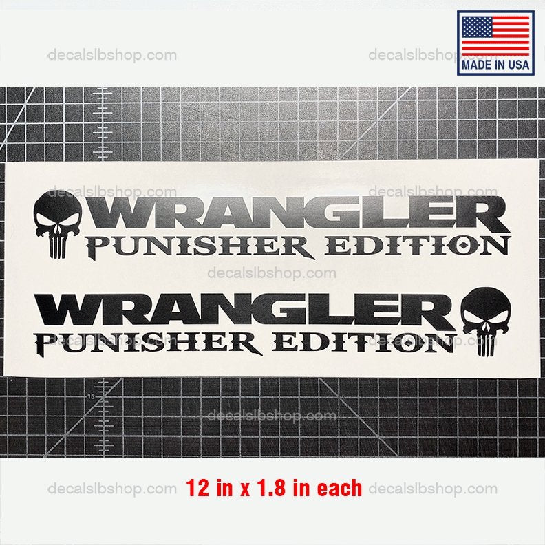 Wrangler Punisher Edition Decals Fits Jeep TJ LJ JK Truck Decal Stickers Vinyl 12x1.8in - DecalsLB Shop