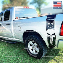 Load image into Gallery viewer, X2 Decals Punisher Stripe Fits Dodge RAM Hemi 1500 2500 3500 Truck Skull Decal Stickers 4x4 Vinyl Cut Pair - DecalsLB Shop
