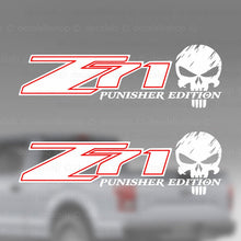 Load image into Gallery viewer, Z71 Punisher Silverado Chevrolet Chevy Truck Vinyl Decals Sticker Graphic 4X4 Off Road Skull Punisher Edition - DecalsLB Shop
