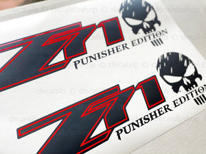 Z71 Punisher Silverado Chevrolet Chevy Truck Vinyl Decals Sticker Graphic 4X4 Off Road Skull Punisher Edition - DecalsLB Shop